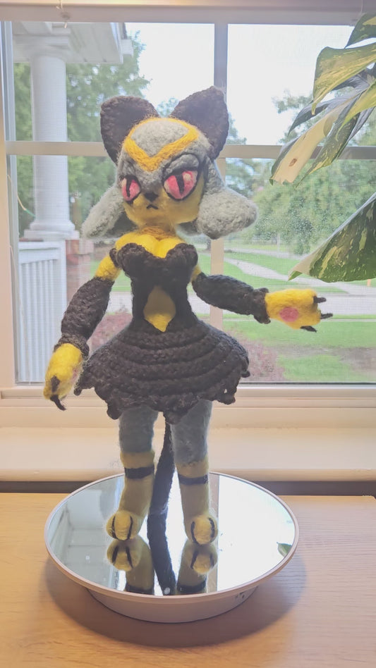 Egyptian Cat Girl Needlefelted Crochet Plushie