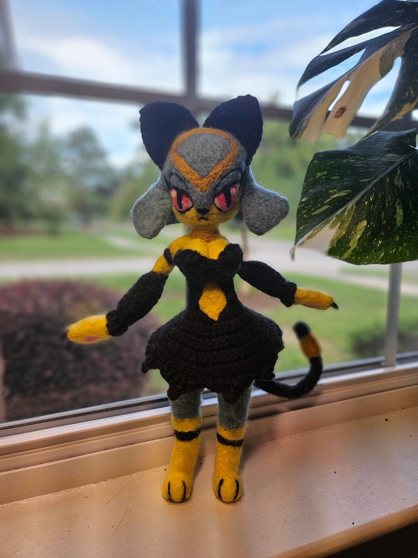 Egyptian Cat Girl Needlefelted Crochet Plushie