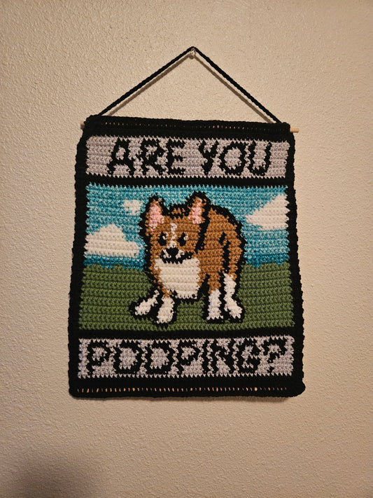 CUSTOM Pooping Pet Tapestry 12.5inches by 14.5inches