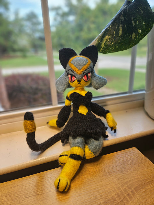 Egyptian Cat Girl Needlefelted Crochet Plushie